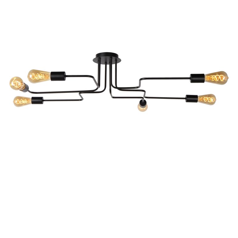 Lucide LESTER - Zapustené stropné svietidlo - 6xE27 - Čierne